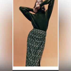 Zara Printed Wrap Maxi Skirt in Green Multi combo